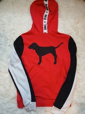 Victoria's Secret Red, Black & White Dog Logo Hoodie